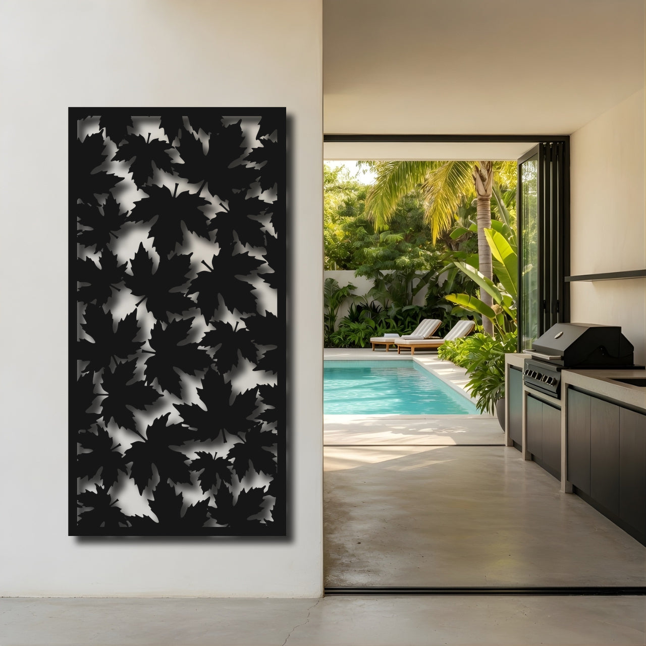 Maple Fall - laser-cut metal wall art