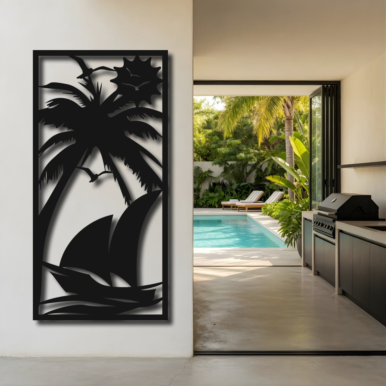 Palm Shore - laser-cut metal wall art
