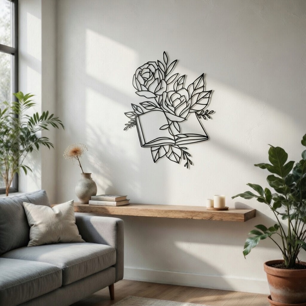 Read In Bloom - laser-cut metal wall art