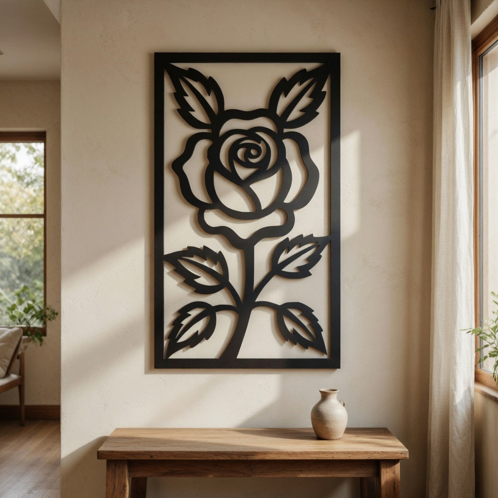The Velvet Rose - laser-cut metal wall art