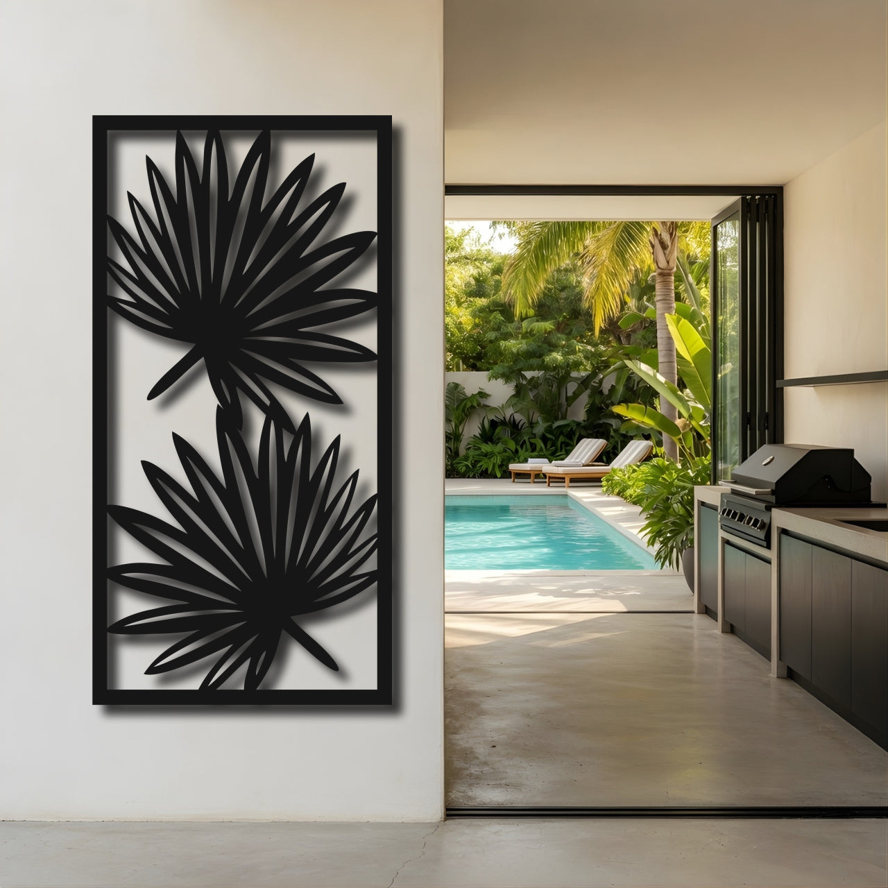 Twin Fan - laser-cut metal wall art