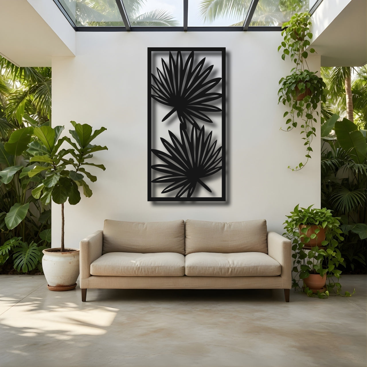 Twin Fan - laser-cut metal wall art