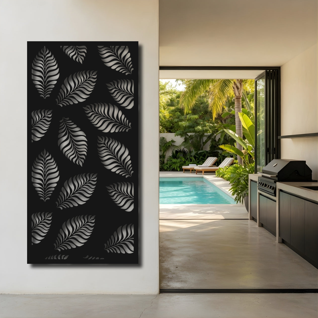 Zebra Leaf - laser-cut metal wall art