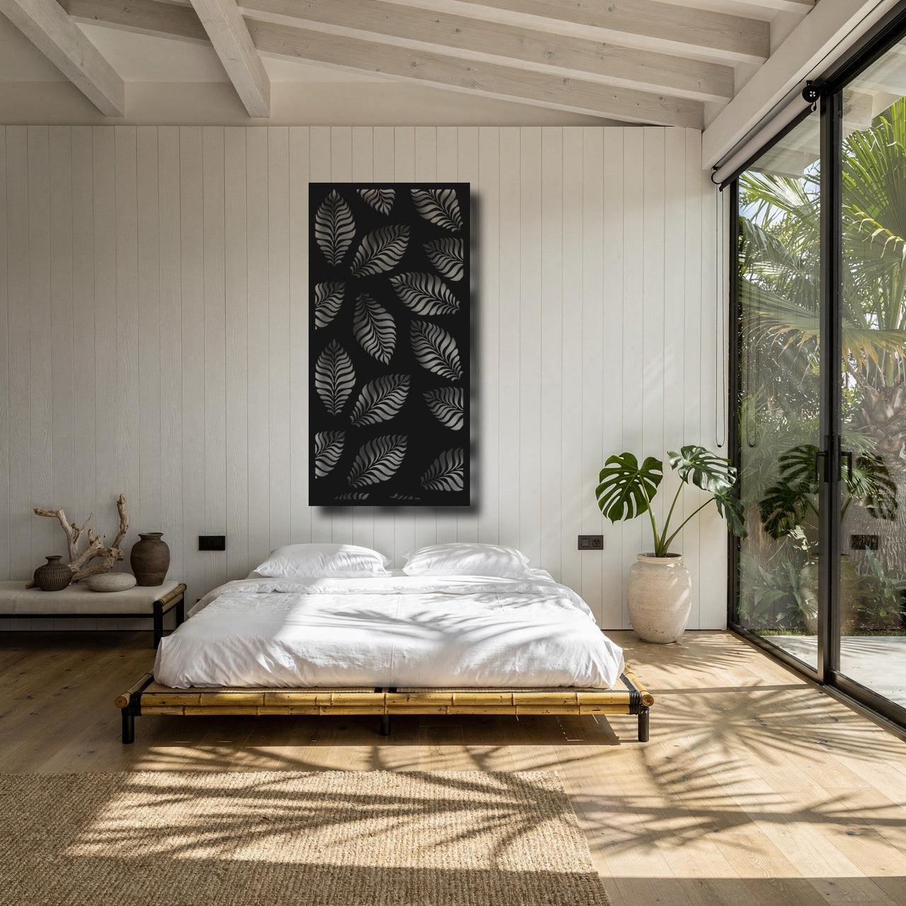 Zebra Leaf - laser-cut metal wall art